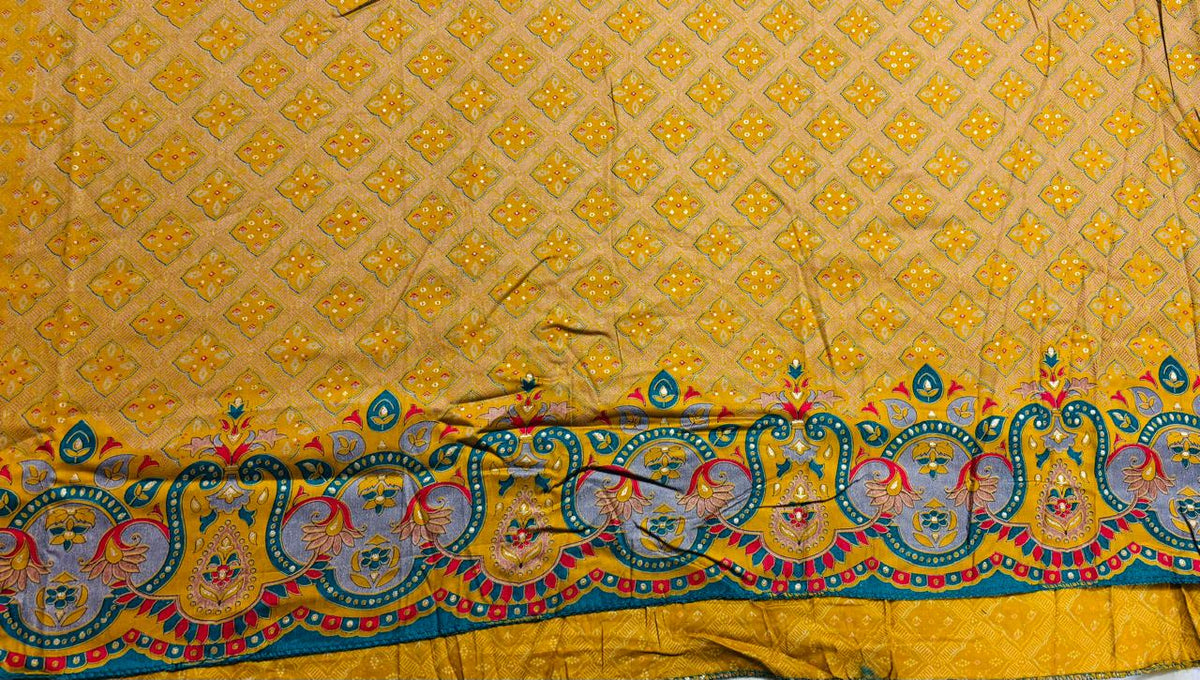 R172 - Unstiched Cotton Silk Suit with Embroidery - Yellow