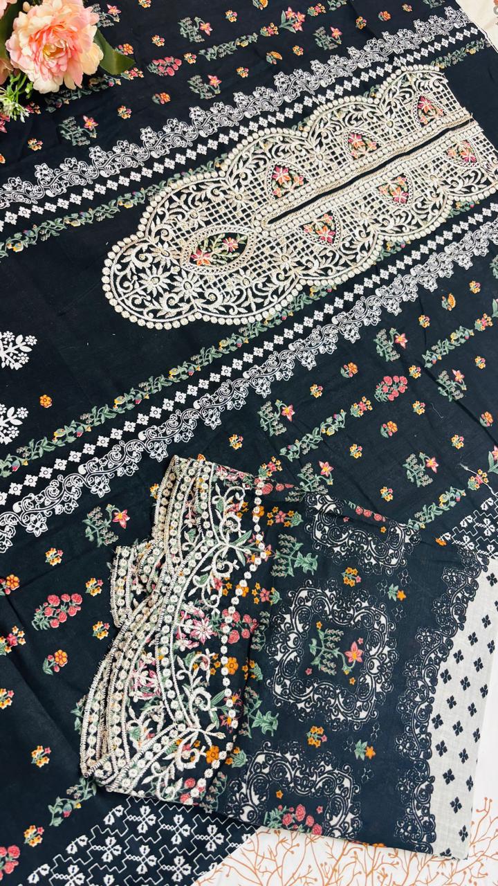 R18 - Unstiched Heavy Embroidery Cotton Suit