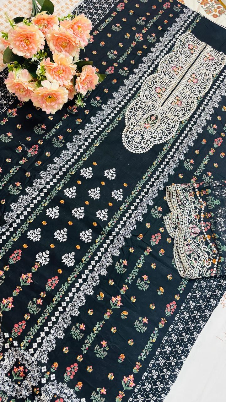 R18 - Unstiched Heavy Embroidery Cotton Suit