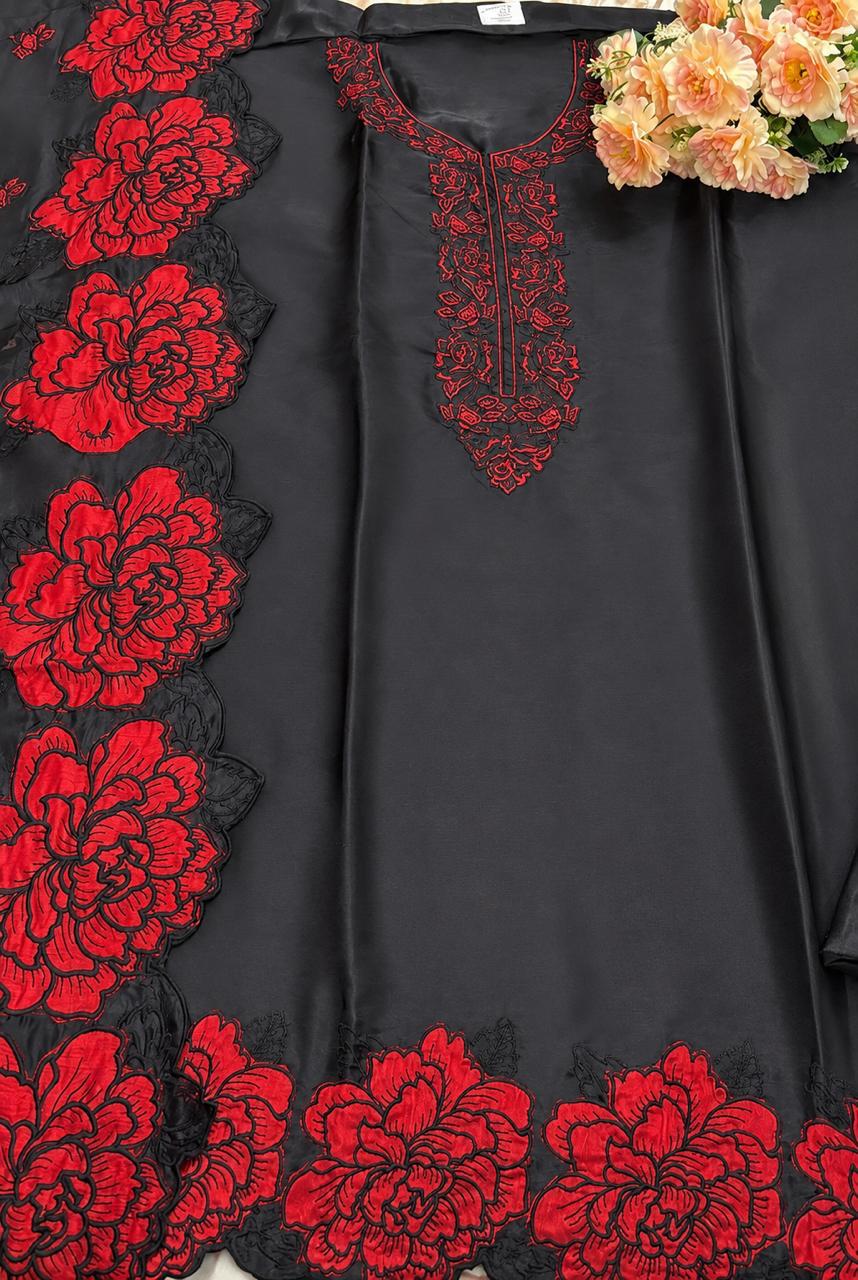 R21 - Unstiched Heavy Embroidery Frendy Silk Suit