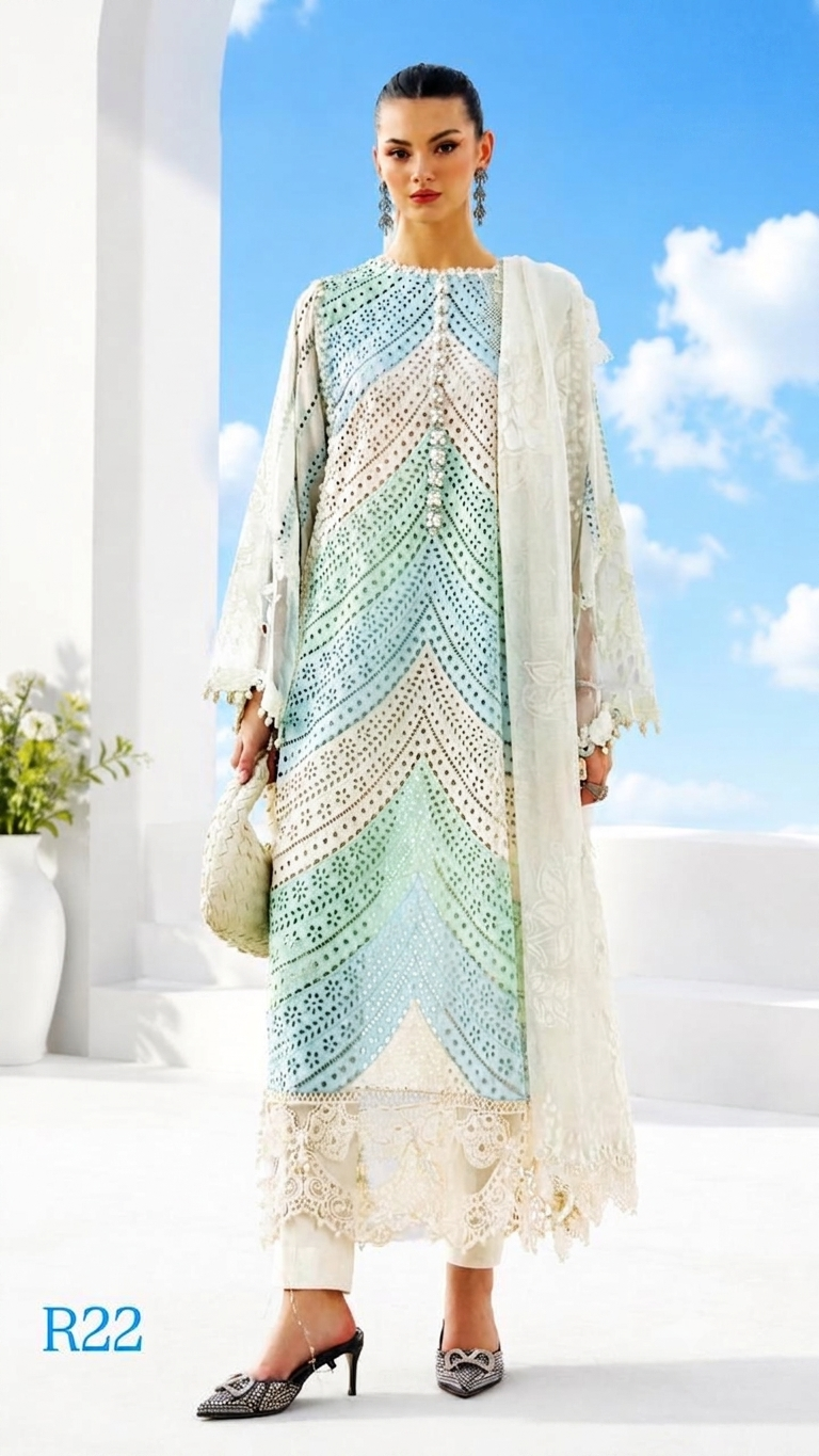 R22 - Unstiched Maria B inspired Chikankari Edition - White