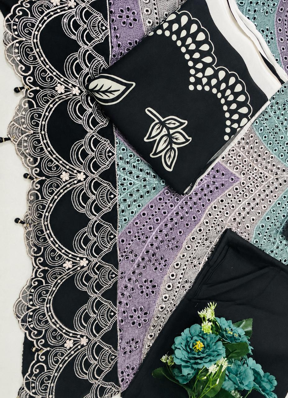 R23 - Unstiched Maria B inspired Chikankari Edition - Black