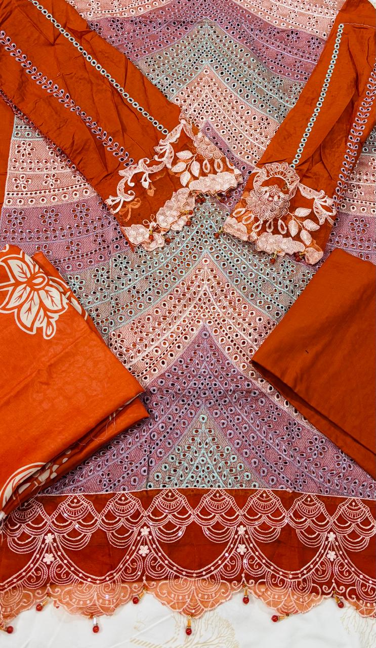 R24 - Unstiched Maria B inspired Chikankari Edition - Red