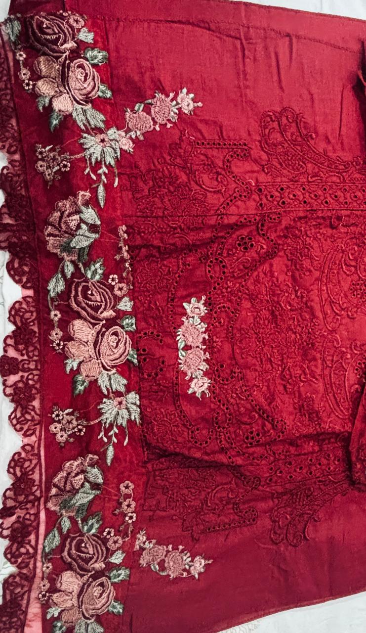 R25 - Unstiched Heavy Embroidery Chikankari Cotton Suit