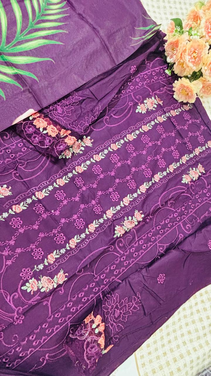 R26 - Unstiched Heavy Embroidery Chikankari Cotton Suit