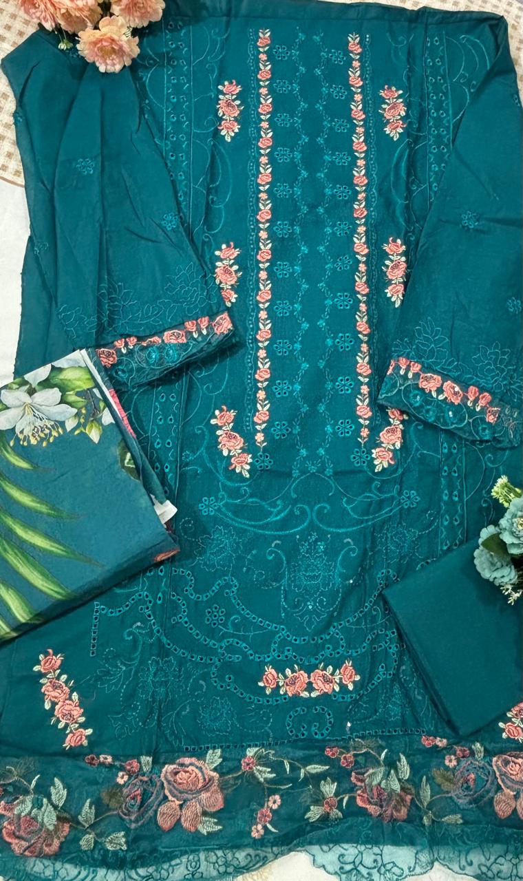 R27 - Unstiched Heavy Embroidery Chikankari Cotton Suit