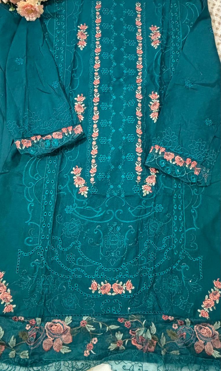 R27 - Unstiched Heavy Embroidery Chikankari Cotton Suit
