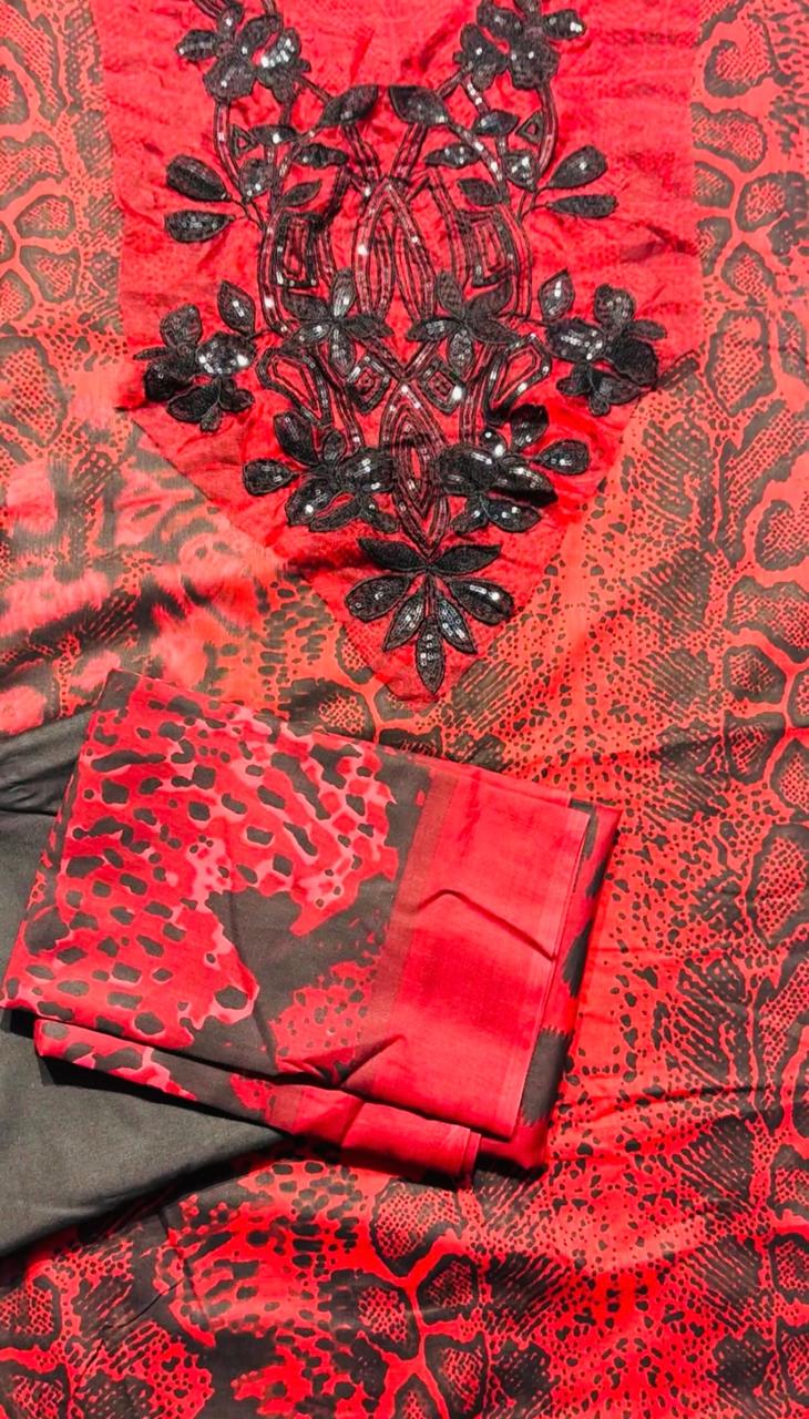 R29 - Unstiched Printed Cotton Suit with Long Patch