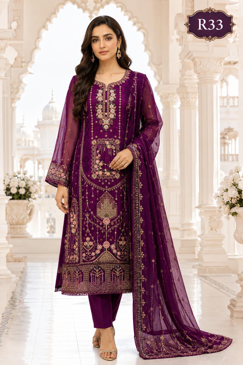 R33 - Unstiched Heavy Embroidery with Handwork