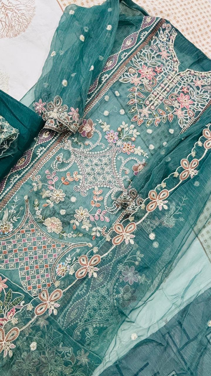 R34 - Unstiched Heavy Embroidery Kota Suit