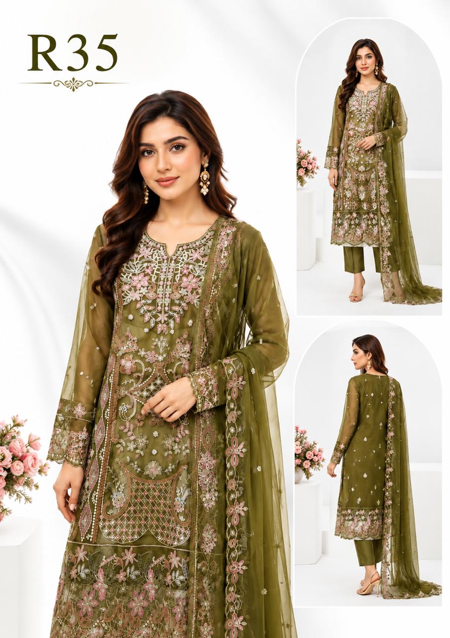 R35 - Unstiched Heavy Embroidery Kota Suit