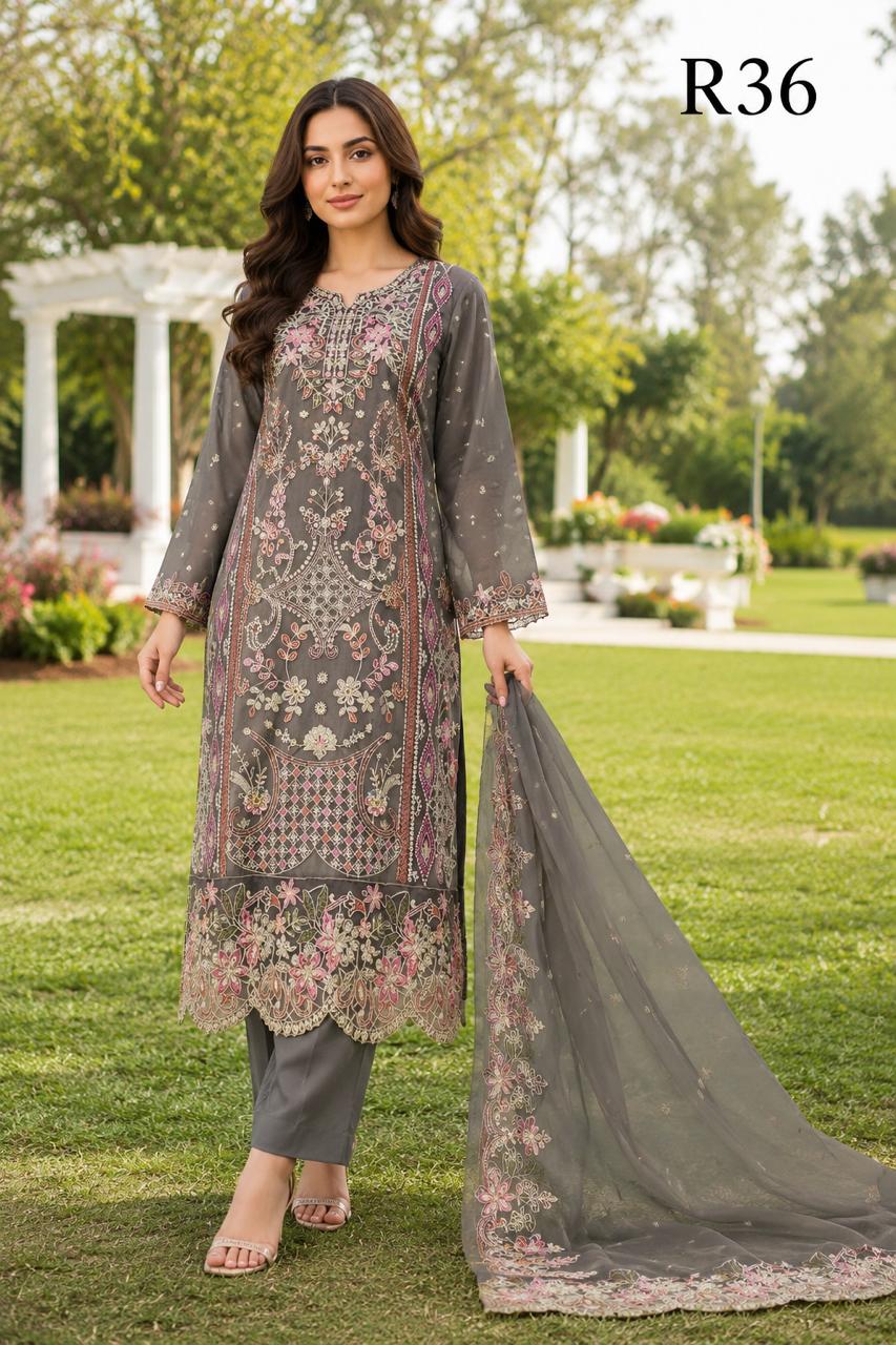 R36 - Unstiched Heavy Embroidery Kota Suit