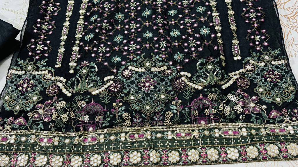 R37 - Unstiched Heavy Embroidery with Handwork Chiffon Suit
