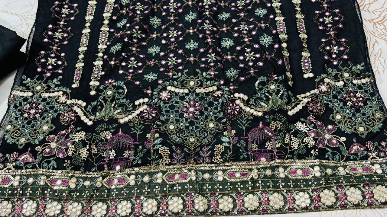R37 - Unstiched Heavy Embroidery with Handwork Chiffon Suit