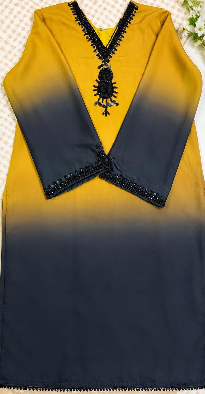 R39 - Ombre Design with Beaded Embroidery Kurta Set