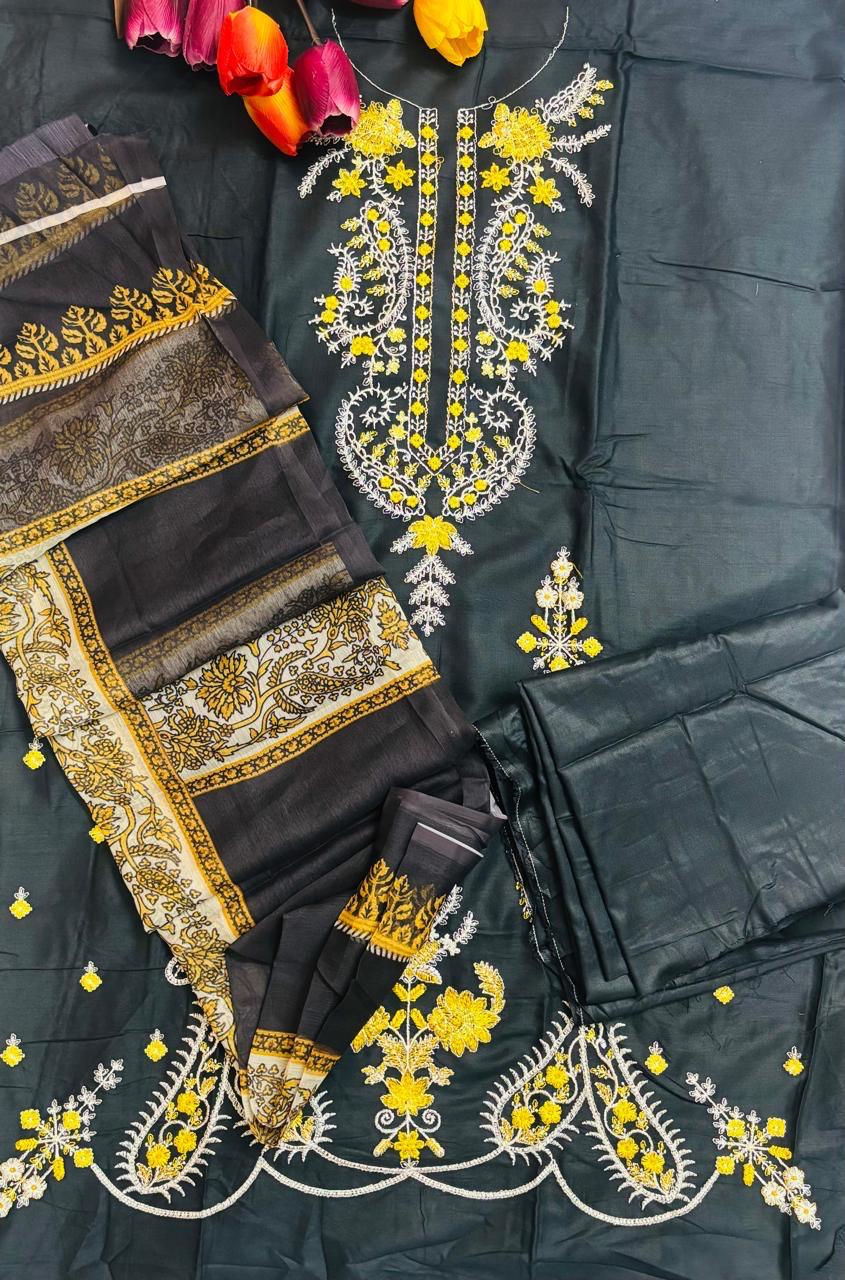 R40 - Unstiched Heavy Embroidery Chikankari Suit