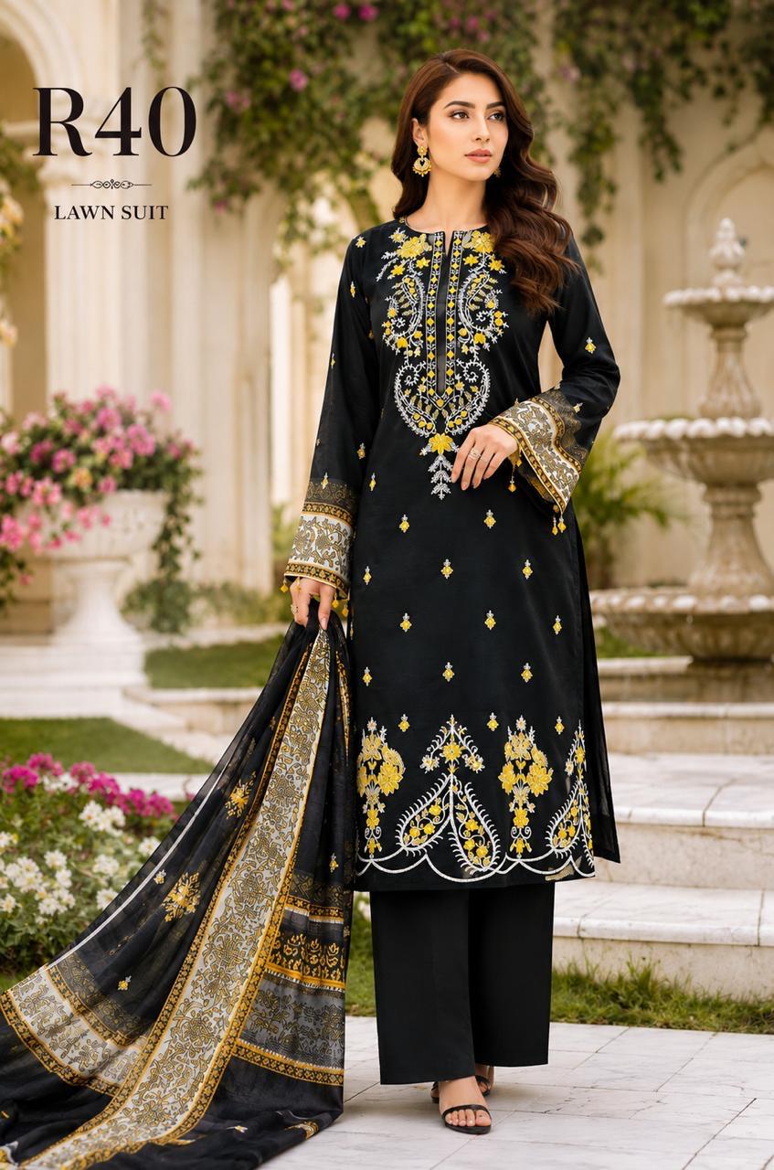 R40 - Unstiched Heavy Embroidery Chikankari Suit