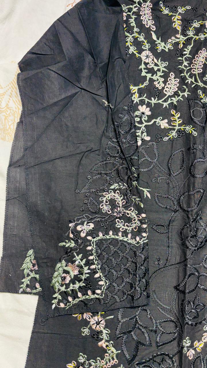R42 - Unstiched Heavy Embroidery Cambric Cotton Suit
