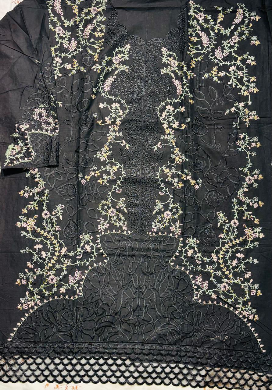 R42 - Unstiched Heavy Embroidery Cambric Cotton Suit