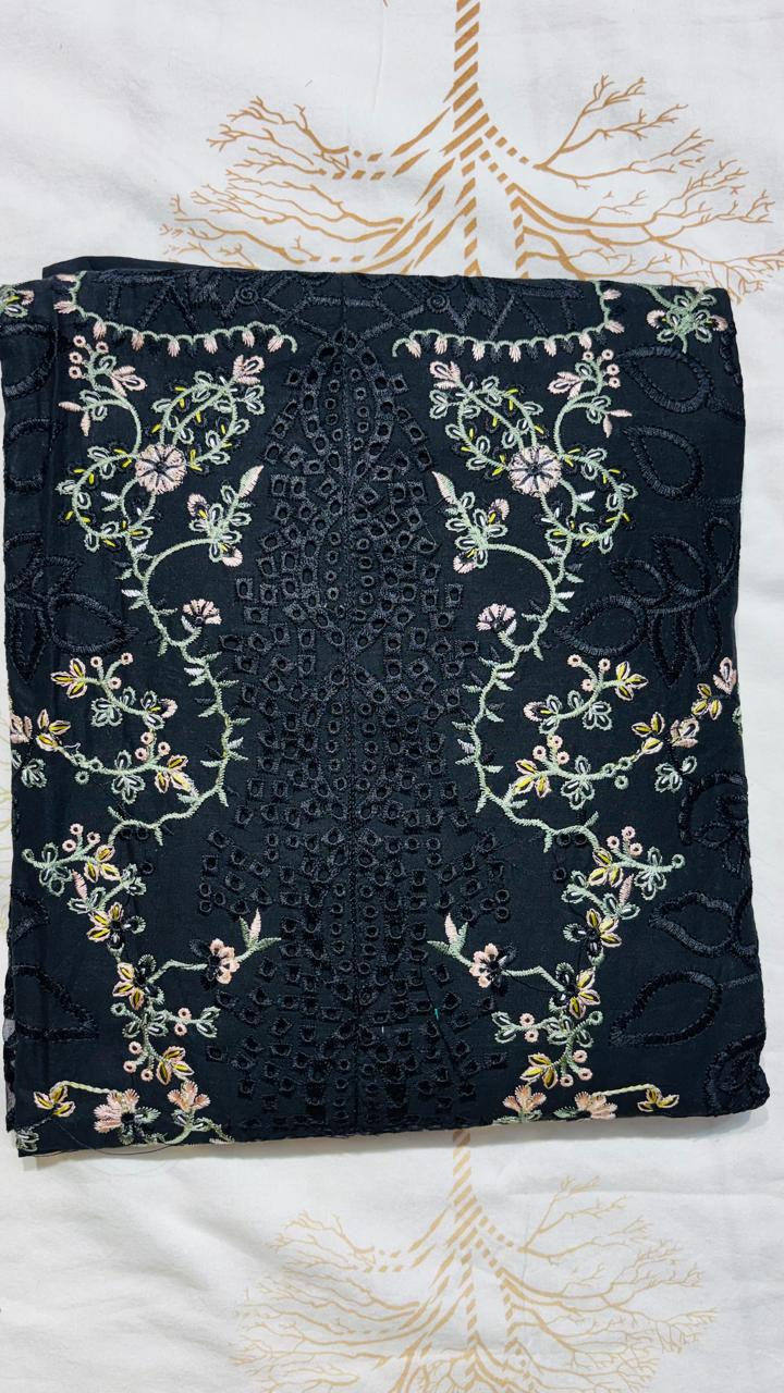 R42 - Unstiched Heavy Embroidery Cambric Cotton Suit