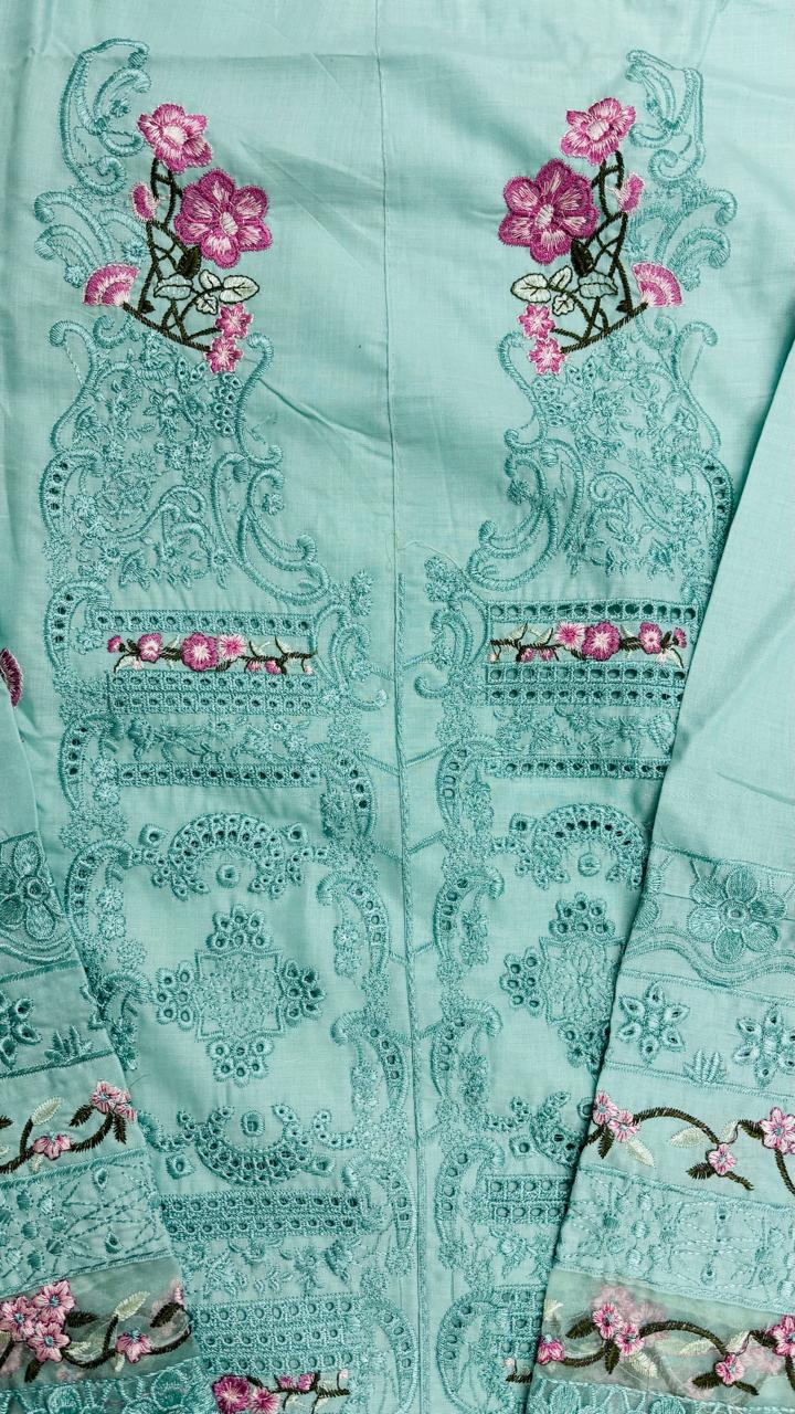 R44 - Unstiched Heavy Embroidery Chikankari Cotton Suit