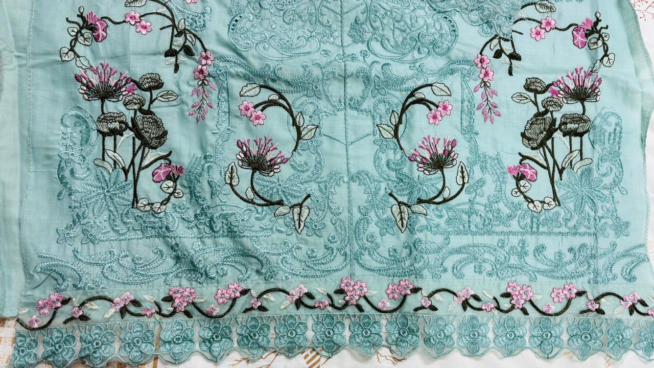 R44 - Unstiched Heavy Embroidery Chikankari Cotton Suit