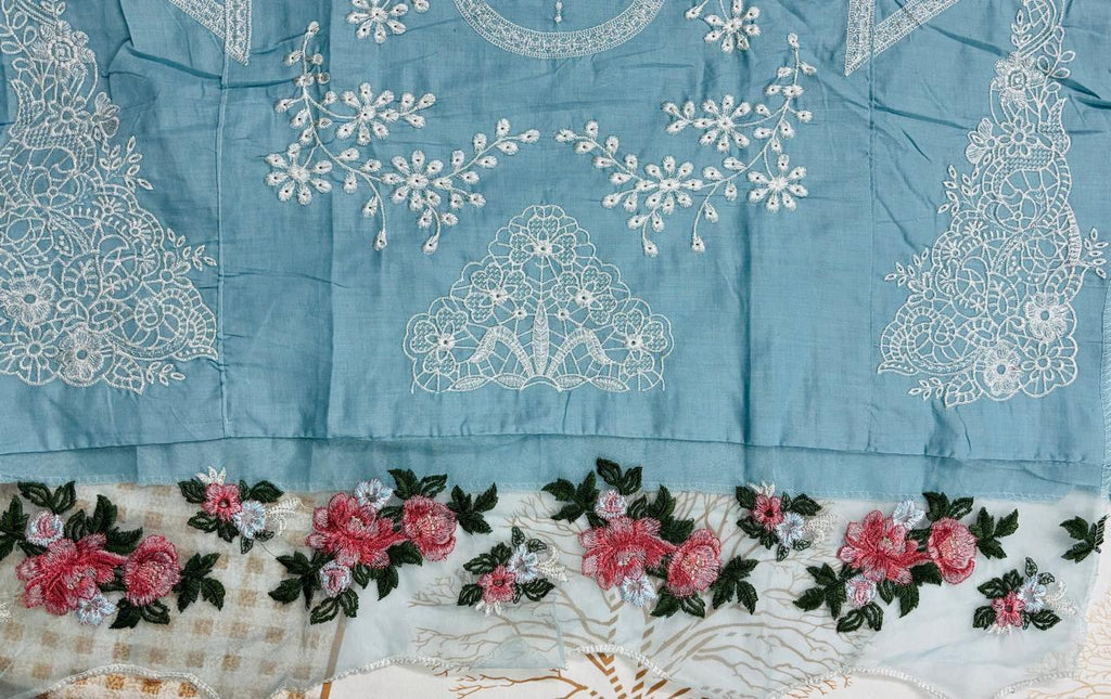 R45 - Unstiched Heavy Embroidery Chikankari Cotton Suit