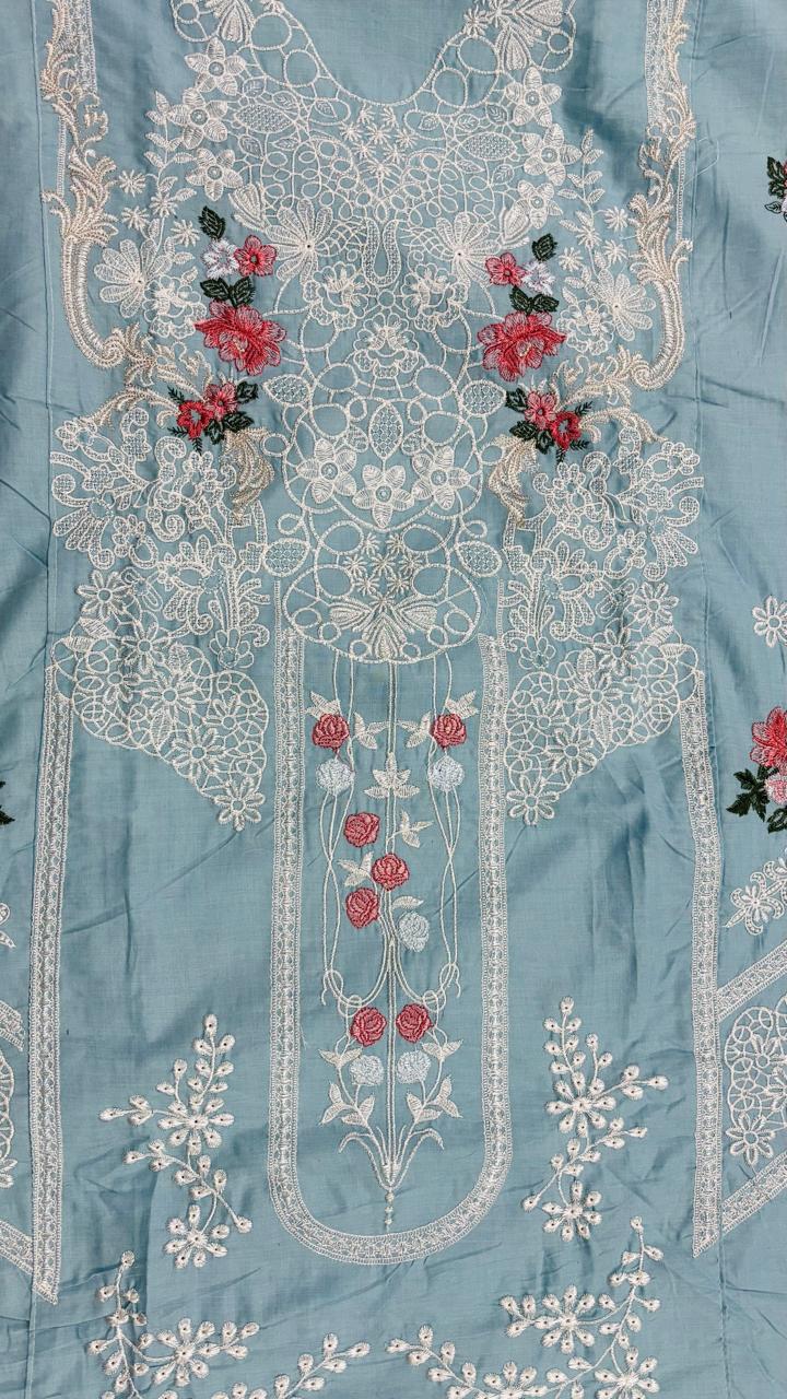 R45 - Unstiched Heavy Embroidery Chikankari Cotton Suit