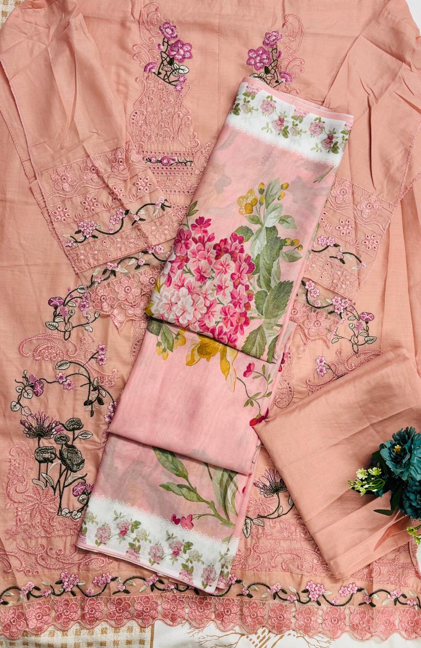 R47 - Unstiched Heavy Embroidery Chikankari Cotton Suit