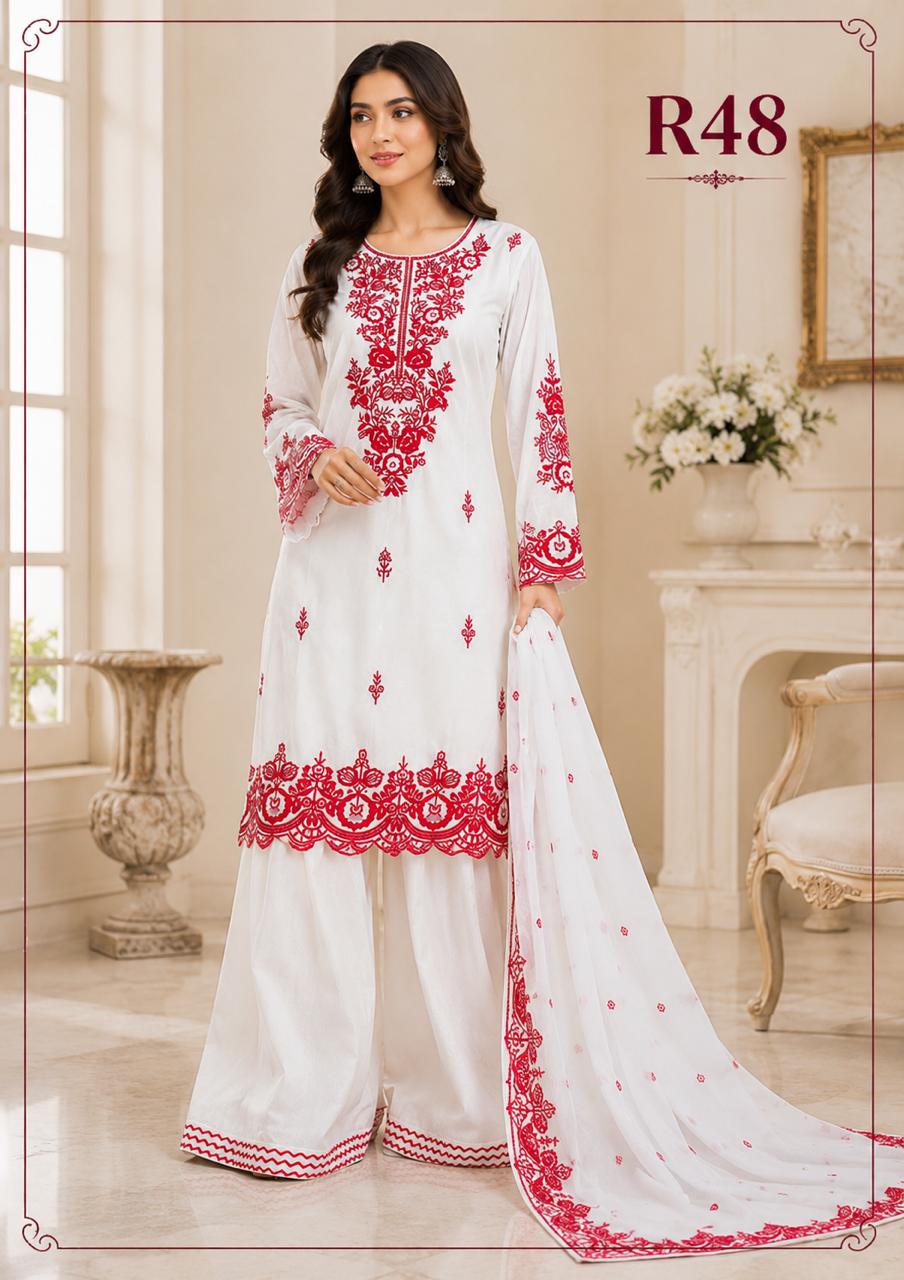 R48 - Hania Amir inspired Farshi Salwar Suit - Red