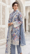 R55 - Unstiched Pure Cotton Embroidered Cutwork Suit