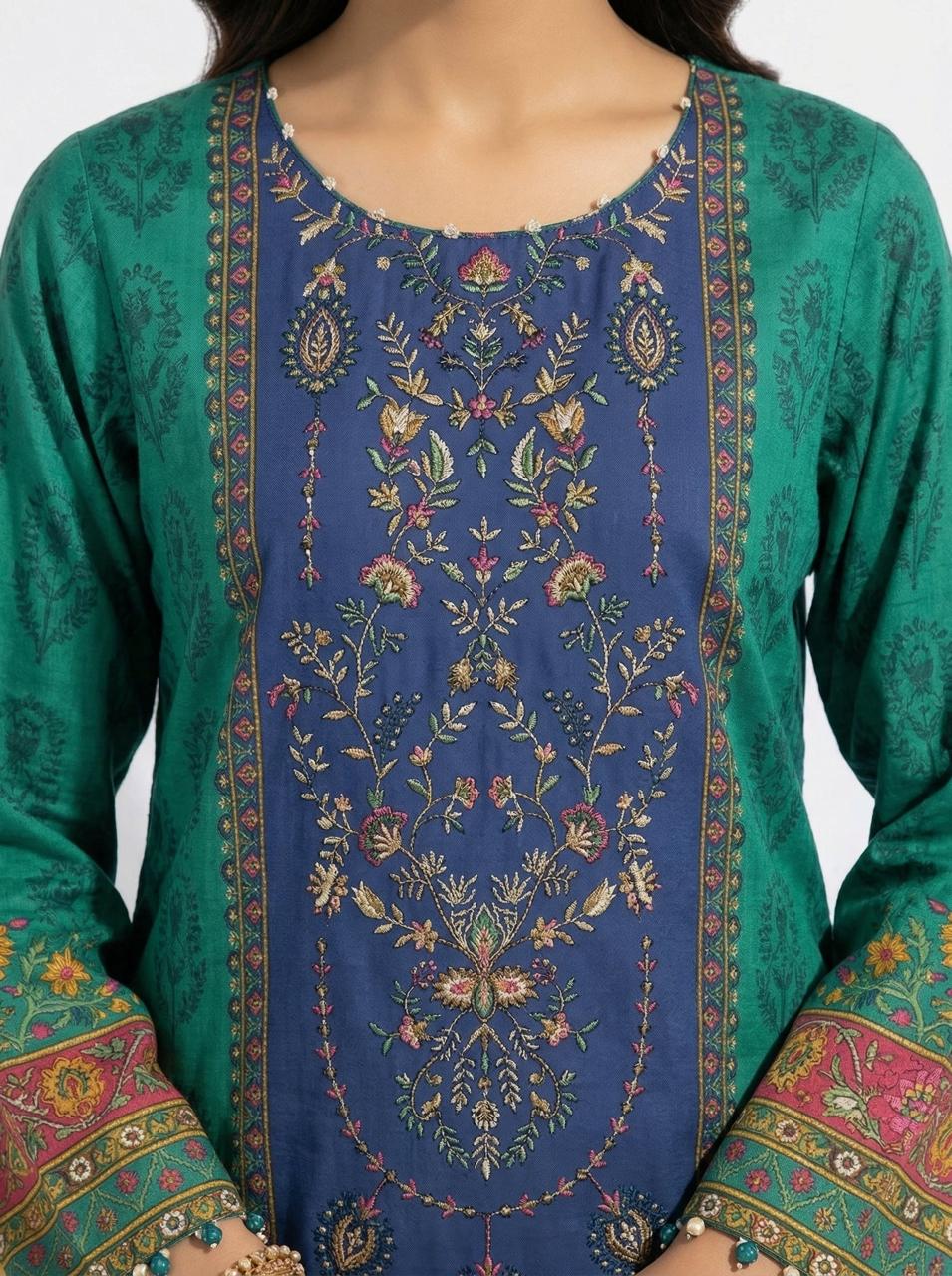 R56 - Unstiched Cotton Printed Suit with Patchwork