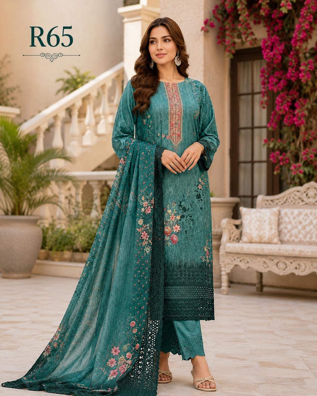 R65 - Unstiched Jaam Cotton Chikankari Suit