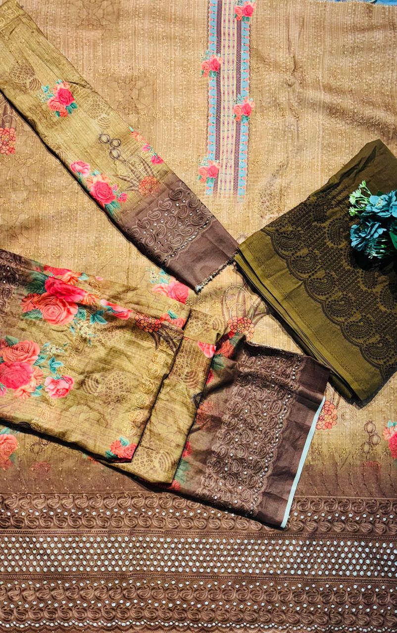 R66 - Unstiched Jaam Cotton Chikankari Suit