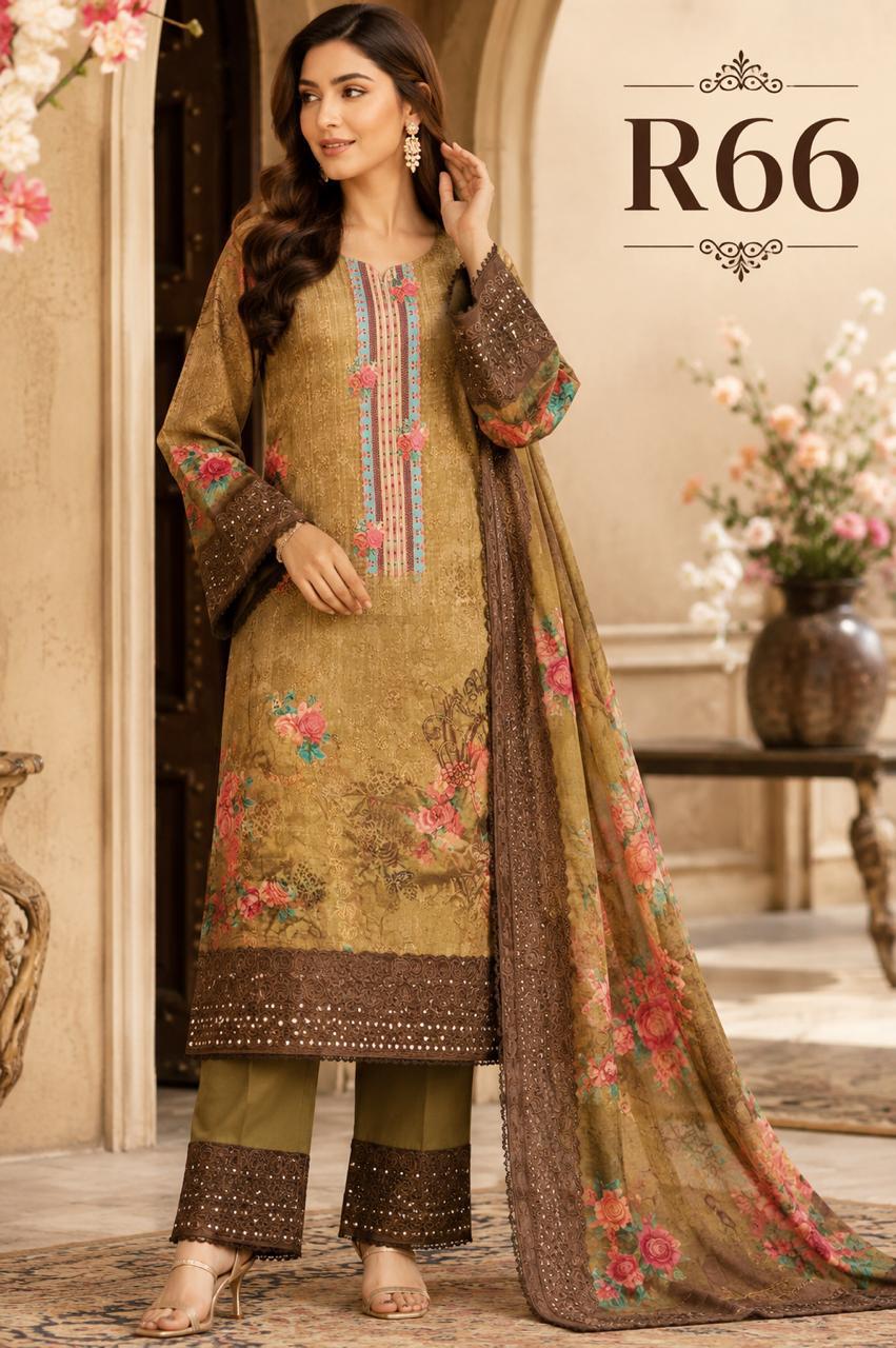 R66 - Unstiched Jaam Cotton Chikankari Suit