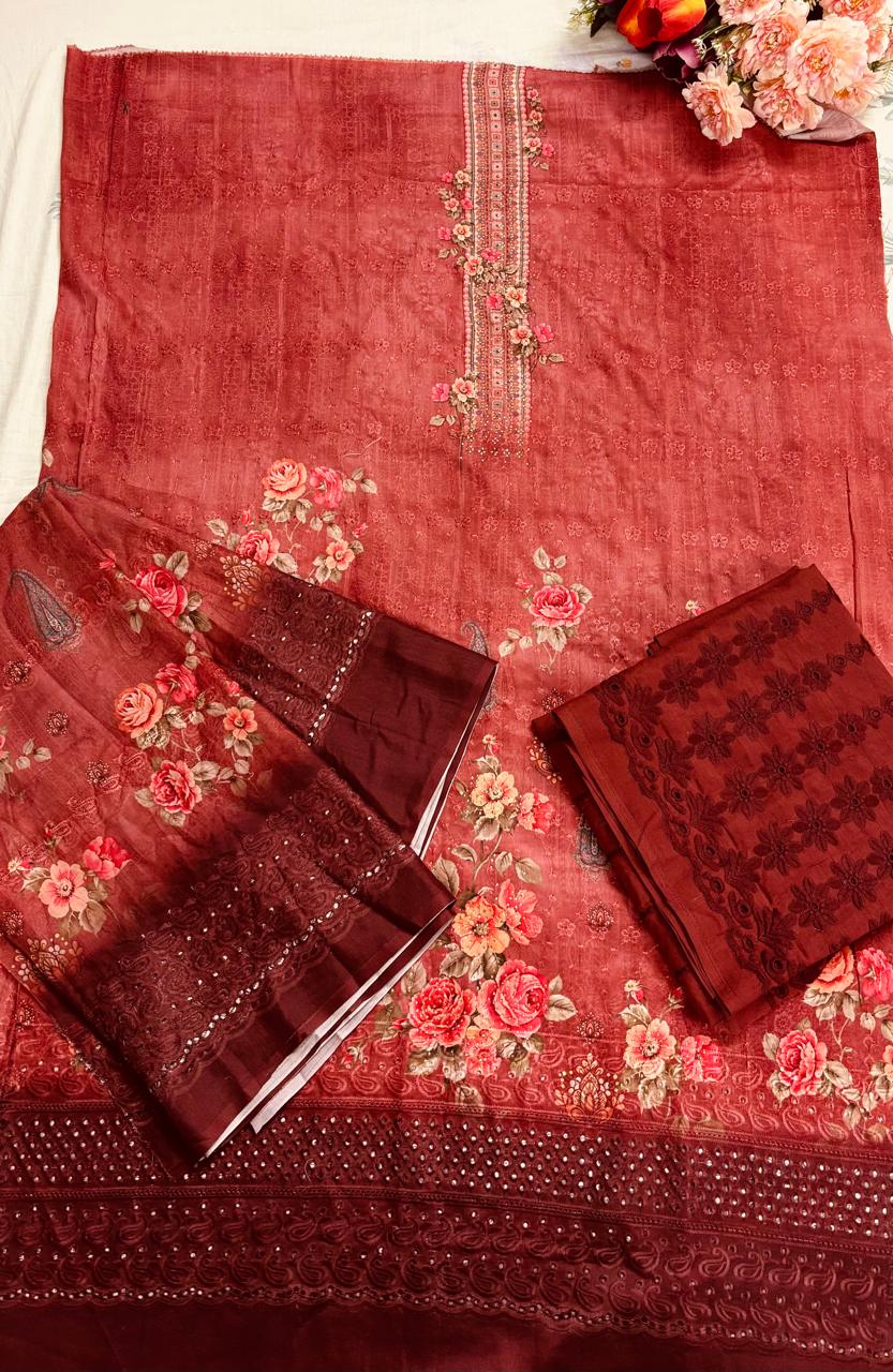 R67 - Unstiched Jaam Cotton Chikankari Suit