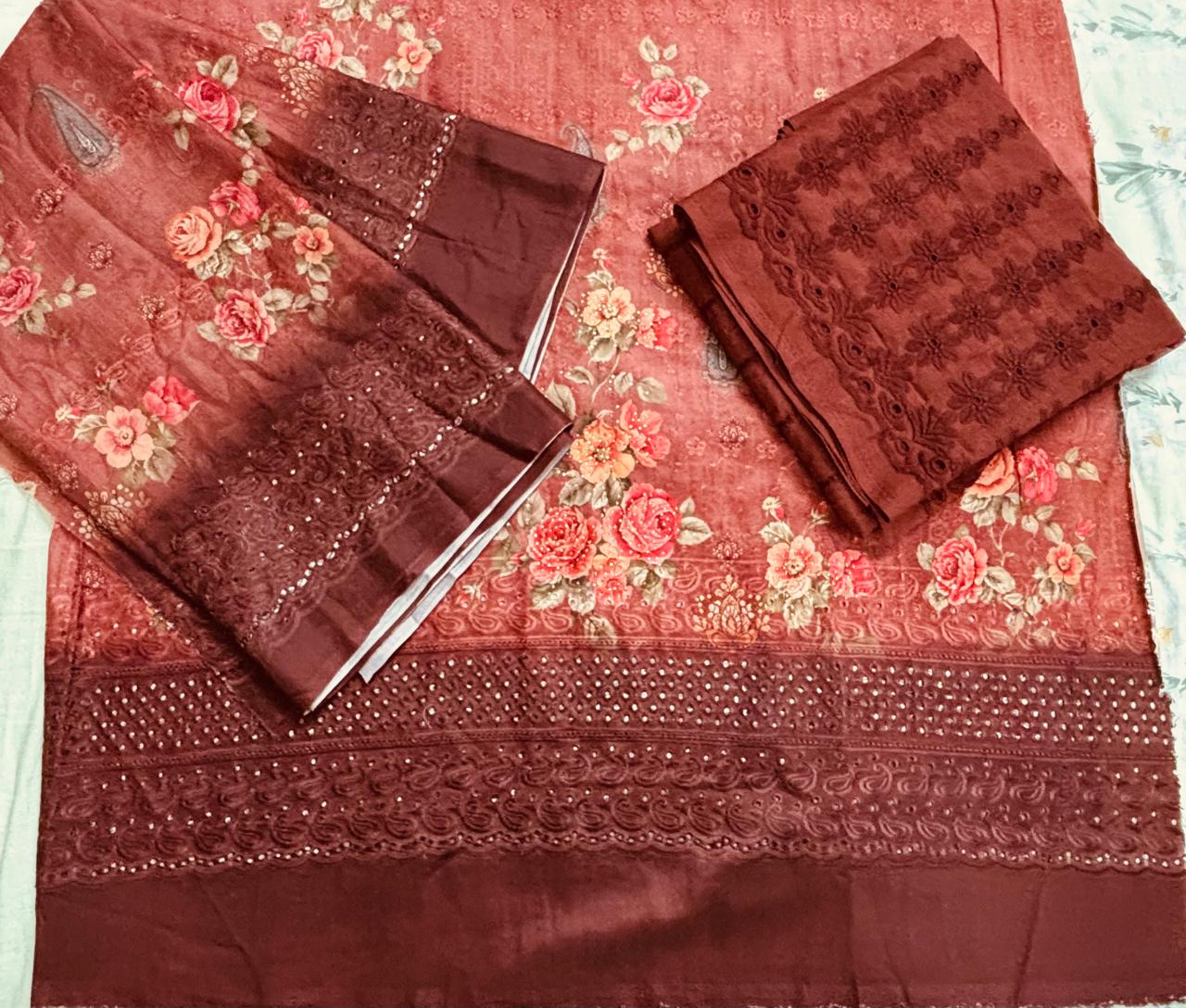 R67 - Unstiched Jaam Cotton Chikankari Suit