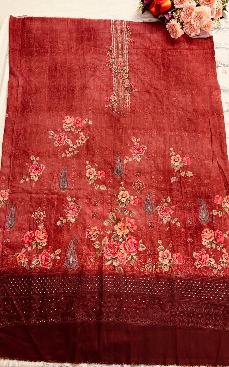 R67 - Unstiched Jaam Cotton Chikankari Suit