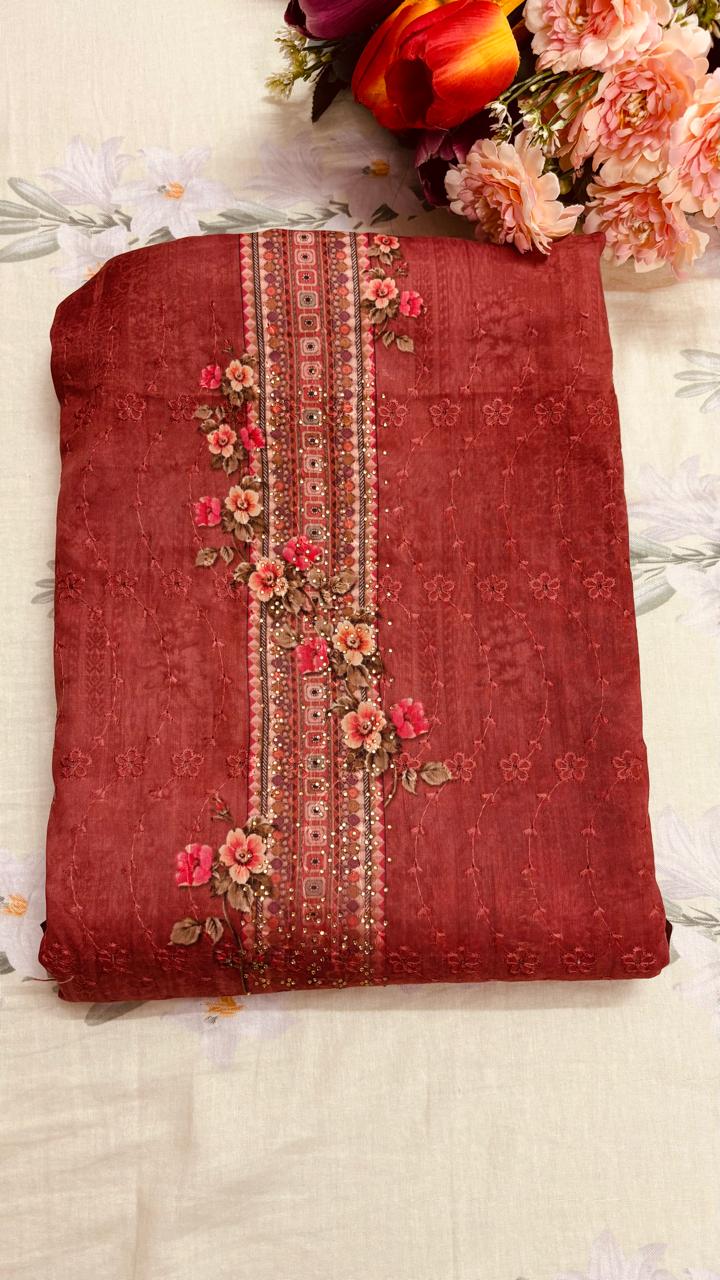 R67 - Unstiched Jaam Cotton Chikankari Suit