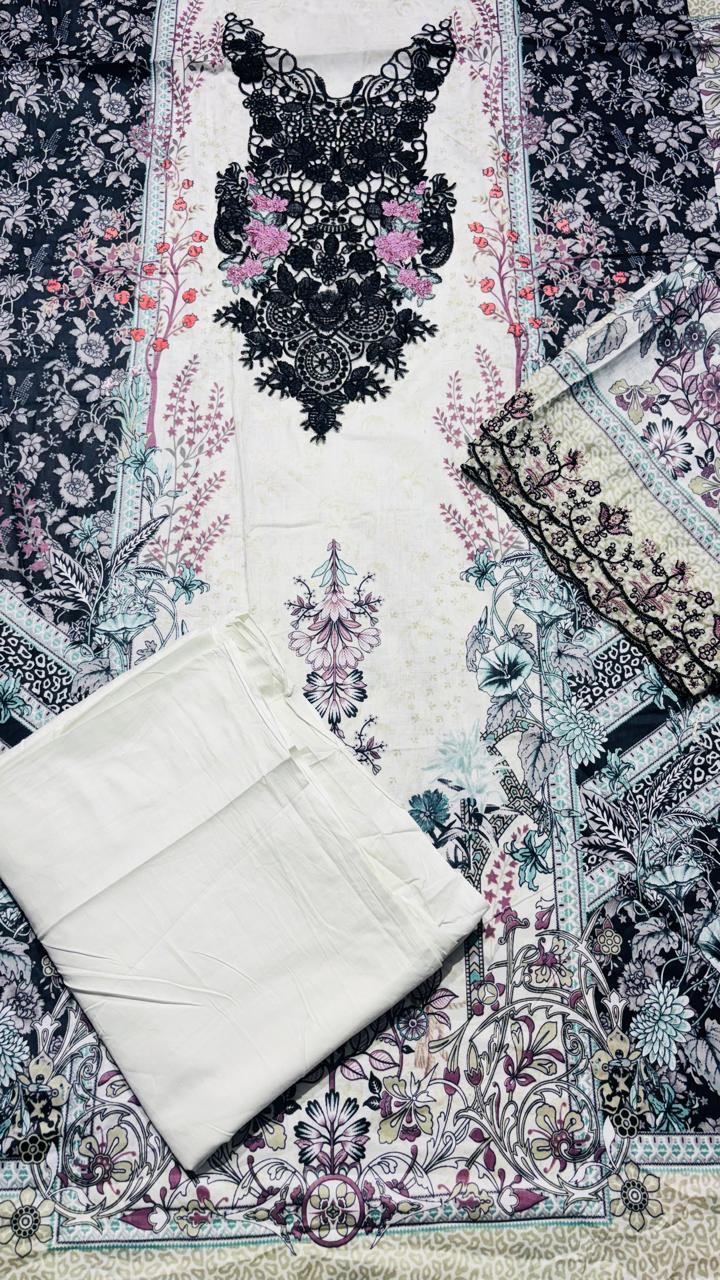 R75 - Unstiched Heavy Embroidery Cotton Suit