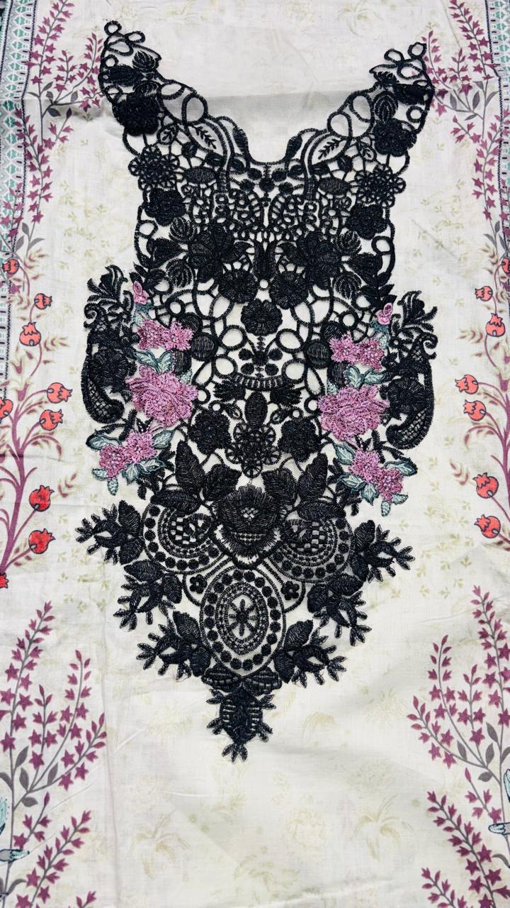 R75 - Unstiched Heavy Embroidery Cotton Suit