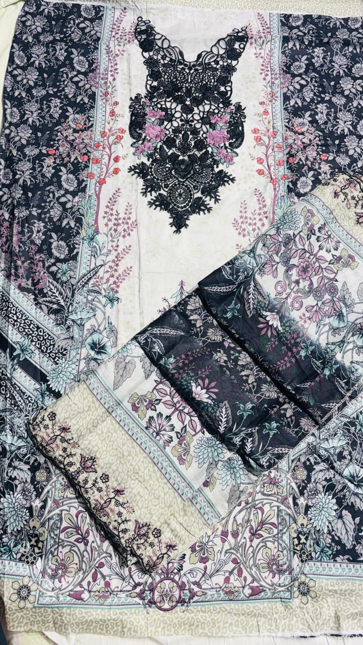 R75 - Unstiched Heavy Embroidery Cotton Suit