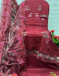 R80 - Unstiched Heavy Embroidery Pure Cotton Suit