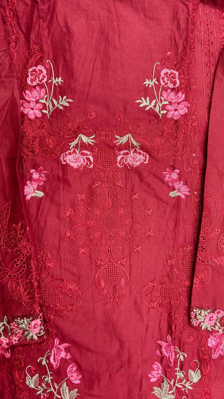 R80 - Unstiched Heavy Embroidery Pure Cotton Suit