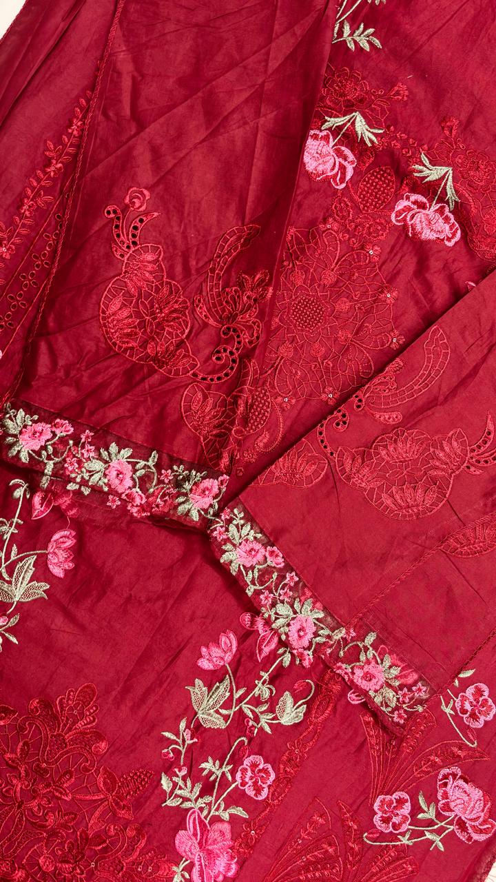 R80 - Unstiched Heavy Embroidery Pure Cotton Suit