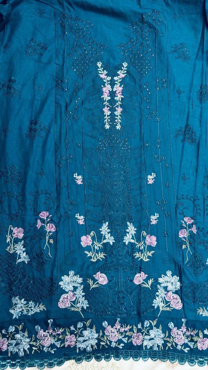 R81 - Unstiched Heavy Embroidery Pure Cotton Suit
