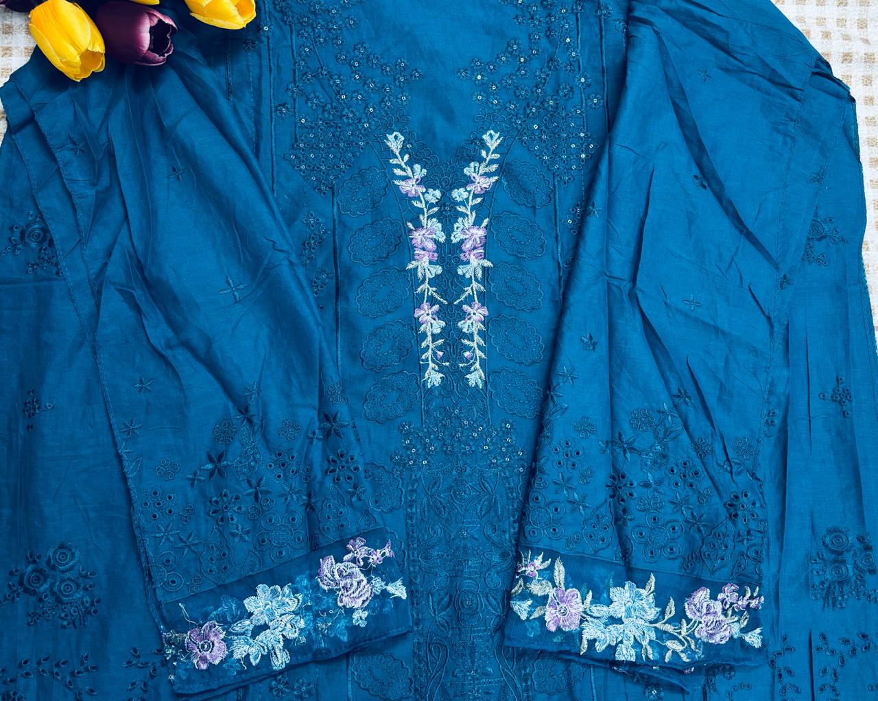 R81 - Unstiched Heavy Embroidery Pure Cotton Suit