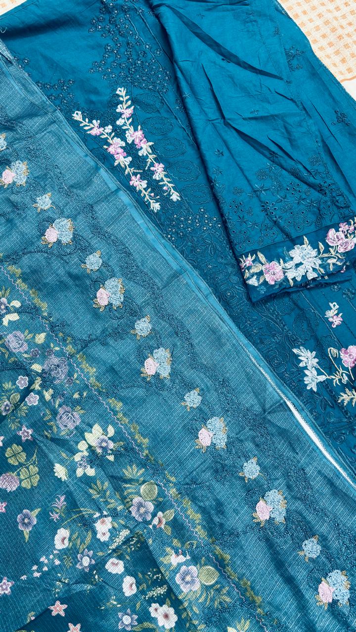 R81 - Unstiched Heavy Embroidery Pure Cotton Suit
