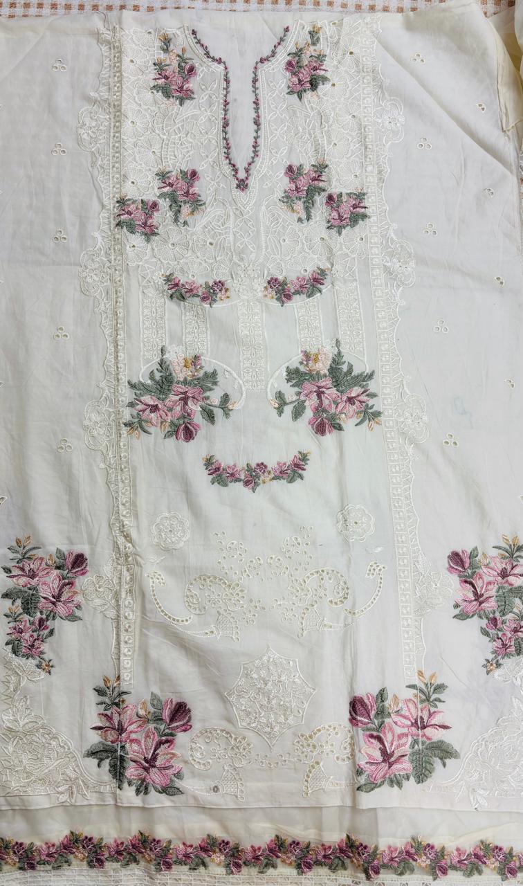 R82 - Unstiched Heavy Embroidery Pure Cotton Suit
