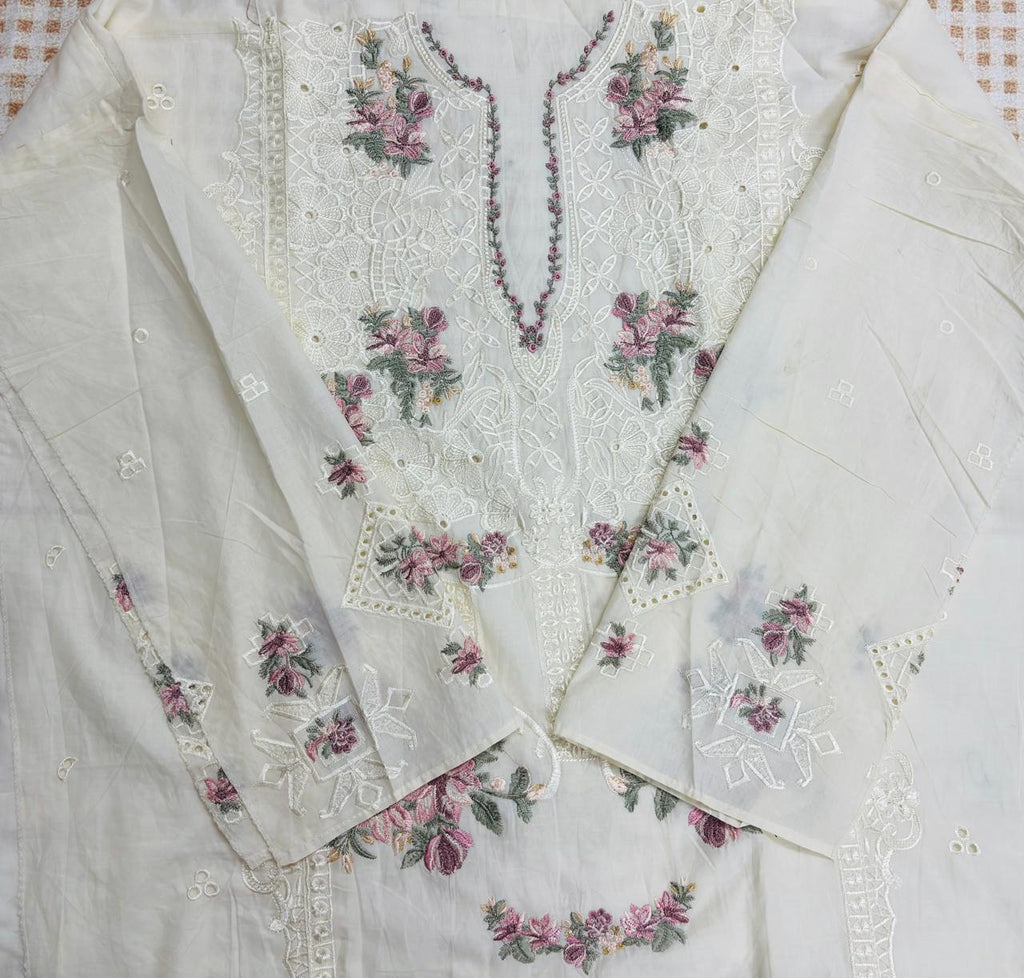 R82 - Unstiched Heavy Embroidery Pure Cotton Suit